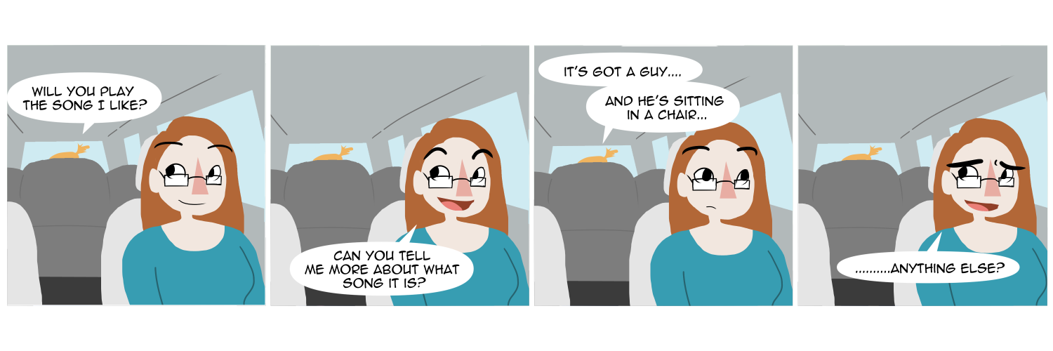 Apocalypse page two hundred sixty five. Panel one: Death is driving with her toddler daughter in the back. From the child comes a bubble 'Will you play the song I like?' Panel two: Death asks 'Can you tell me more about what song it is?' Panel three: Death looks confused as the child says 'It's got a guy... And he's sitting in a chair...' Panel four: Looking pained Death asks gently '....Anything else?'     